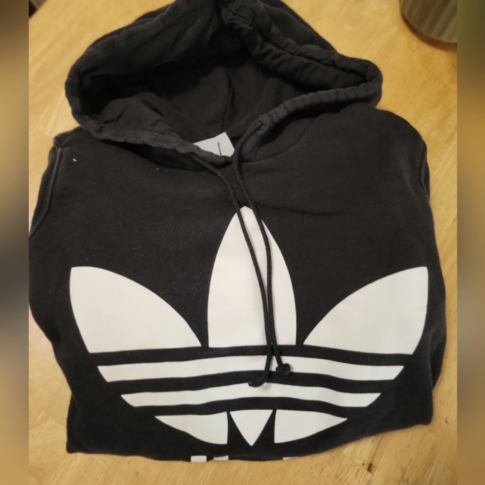 Adidas Black and White Trefoil Hoodie